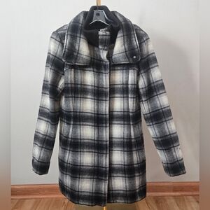 The North Face Plaid Zip Up Wool Coat Size Medium